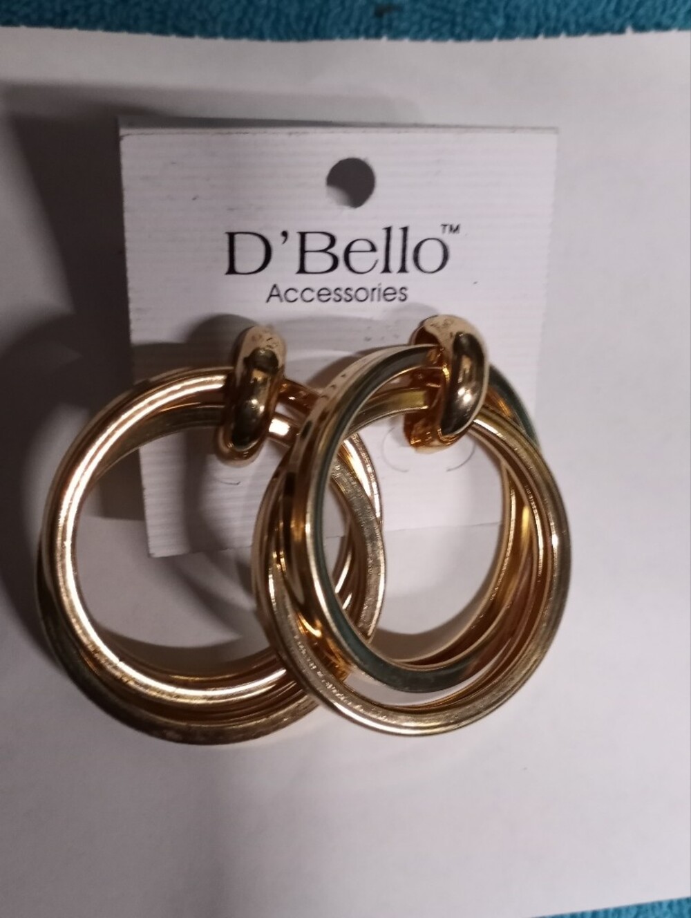 Gold Double Hoop Drop Earrings